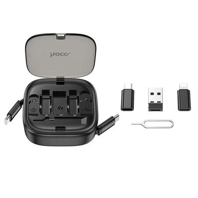 Hoco U140 Retractable 6-in-1 Fast Charging Cable Set – Black_img_2