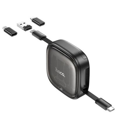 Hoco U140 Retractable 6-in-1 Fast Charging Cable Set – Black_img_1