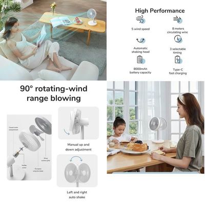 JISULIFE FA13P Rechargeable Desk Fan 8000mAh – White Color_img_3