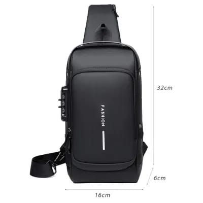 Multifunction Patent Leather Chest Bag Men Waterproof Men Crossbody Bag Anti-theft Travel Bag Male USB Charging Chest Bag Pack_img_5