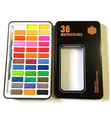 Keep smiling water color 36 colors Metal Tin Set With Brush_img_1