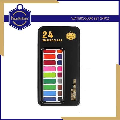 Keep smiling water color 24 colors Metal Tin Set With Brush_img_0