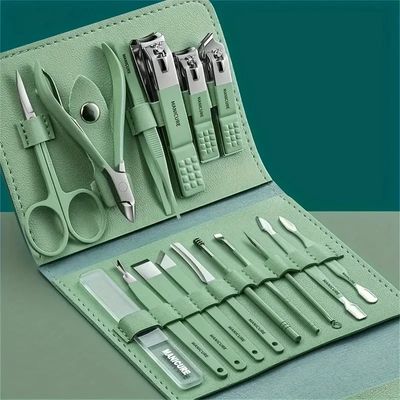 16Pcs Nail Clipper Set Nail Cutter Scissors Nail Polishing Stainless Steel Pedicure Trimmer Folding Storage Bag,Pedicure, Manicure Tool_img_0