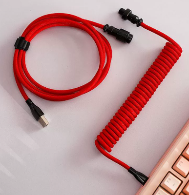 Red Aviator Coiled Braided Type-C Cable_img_0