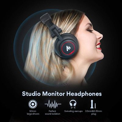 Maono AU-MH501 Professional Studio Monitor Headphone, Over Ear With 50mm Driver For Gaming, DJ, Studio, And Microphone Recording_img_2