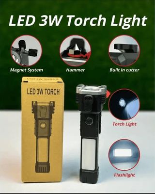 Super Bright LED Flash-light with Safety Hammer and Strong Magnets Side Light Torch Light_img_0