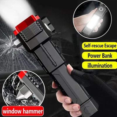 Super Bright LED Flash-light with Safety Hammer and Strong Magnets Side Light Torch Light_img_2