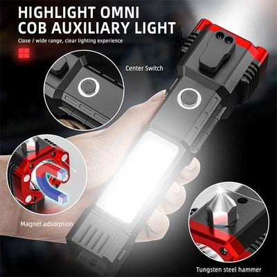 Super Bright LED Flash-light with Safety Hammer and Strong Magnets Side Light Torch Light_img_3