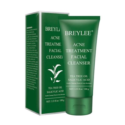 Acne Face Wash, BREYLEE Acne Treatment Facial Cleanser Tea Tree Acne Face Wash With Salicylic Acid To Prevent And Treat Breakouts, Stubborn Acnes And Pimples Gentle & Non-irritating (3.53FL OZ, 100G)_img_4