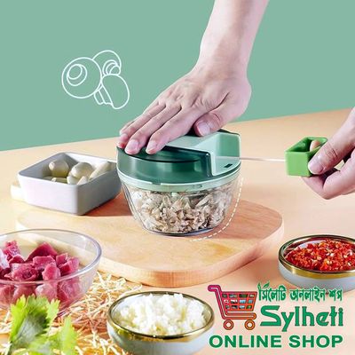 Manual Food Chopper, Compact & Powerful Hand Held Vegetable Chopper/Blender -450ml capacity and 3 stainless steel blades_img_4