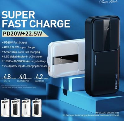WEKOME WP-301 Gonen Series 10000mAh LED Display Fast Charging Power Bank_img_1