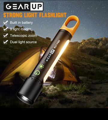 GearUP K57 PRO Rechargeable High Power Flashlight + Large COB Light with 3500mAh Lithium Battery_img_0