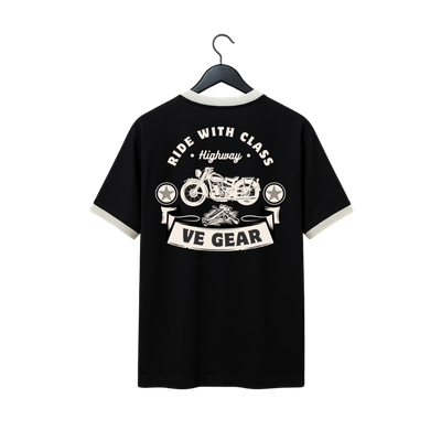 VE Gear “CLASSIC RIDER”  Black and white Oversized T-shirt_img_0