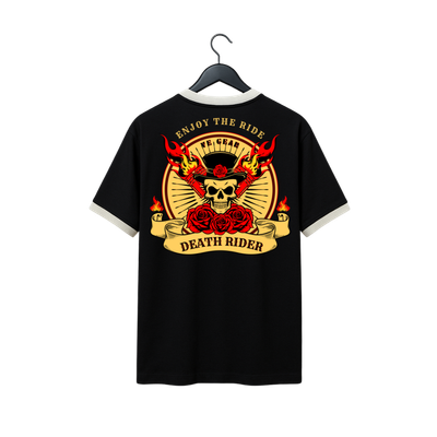 VE Gear “DEATH RIDER”  Black and white Oversized T-shirt_img_1