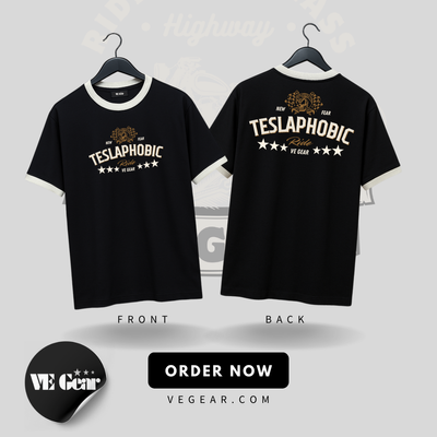 VE Gear “TESLAPHOBIC”  Black and white Oversized T-shirt_img_5