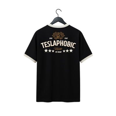 VE Gear “TESLAPHOBIC”  Black and white Oversized T-shirt_img_1