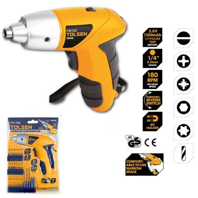 Tolsen 3.6V Cordless Screwdriver with 24pcs Accessories 79010_img_1