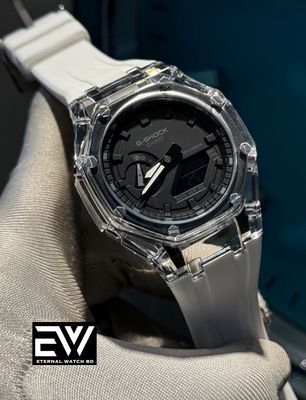 CASIO GSHOCK 2100 TRANSPARENT BLACK DIAL WHITE BELT_img_0