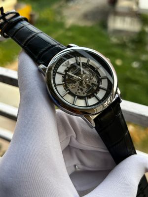 Armani Auto Black Belt Silver Case White Dial Black Touch_img_0