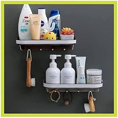 Bathroom Storage Shelf Wall Hanging Multifunct Self Adhesive Bathroom Cosmetic Shelf Rack Shower Shampoo Soap Organizer_img_0