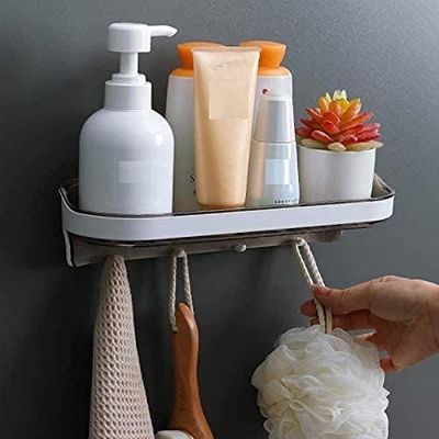 Bathroom Storage Shelf Wall Hanging Multifunct Self Adhesive Bathroom Cosmetic Shelf Rack Shower Shampoo Soap Organizer_img_1