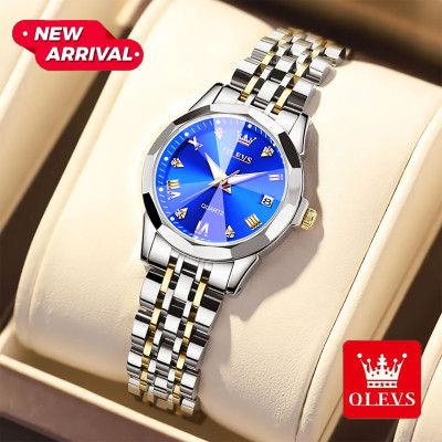 Olevs Satainless Steel fashionable Couple Watches Silver Royal Blue_img_4