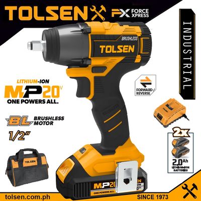 Tolsen 20V Li-ion Brushless Cordless Impact Wrench (Industrial) Model 87258_img_1
