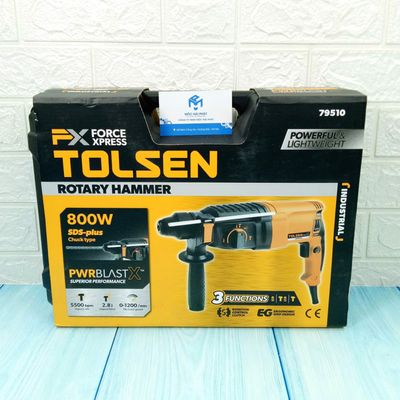 TOLSEN 800w Rotary Hammer Drill SDS-plus 40mm with /Free 5 sds + Bit and Hard case 2.8J Model:79510_img_5