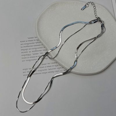 double layer snake bone thin necklace_img_2
