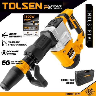TOLSEN Demolition Hammer Hard Case 1500W SDS-MAX Chuck Industrial Grade Model 88551_img_3