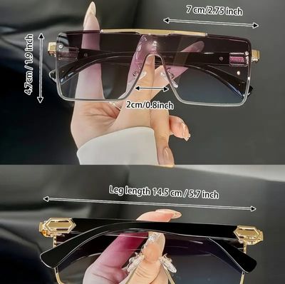 Fashionable Oversized Frameless Adult Golden Glasses, Suitable for Both Men And Women, Suitable for Parties,S, Driving, Photography Props_img_1