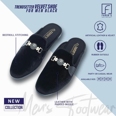 New Fashionable Velvet Half Shoe For Men Black_img_1