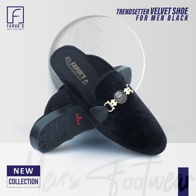 New Fashionable Velvet Half Shoe For Men Black_img_3