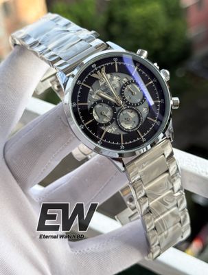 ARMANI BLACK DIAL SILVER CHAIN_img_0