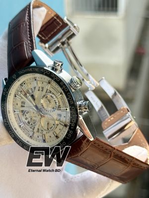 TAG ANNIVERSARY WHITE DIAL BLACK CASE BROWN BELT_img_3