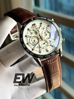 TAG ANNIVERSARY WHITE DIAL BLACK CASE BROWN BELT_img_4