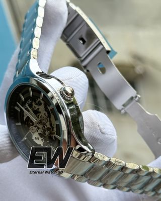 FOSSIL AUTOMATIC SILVER CHAIN BLACK DIAL_img_1