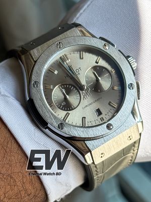 HUBLOT GREY DIAL SILVER CASE GREY LEATHER TEXTURE BELT_img_1