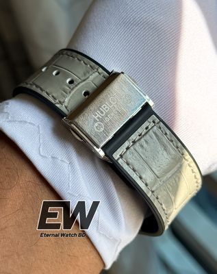 HUBLOT GREY DIAL SILVER CASE GREY LEATHER TEXTURE BELT_img_2