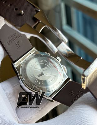 HUBLOT GREY DIAL SILVER CASE GREY LEATHER TEXTURE BELT_img_3