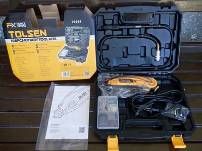 Tolsen 108Pcs Rotary Tool Set w/ Hard Case 130W Die Grinder Model: 79555_img_3
