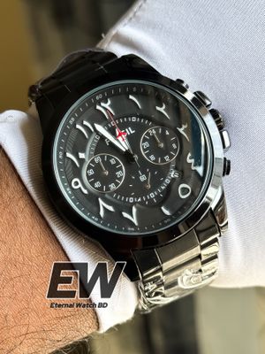 FOSSIL ARABIC CHAIN CHRONO FULL BLACK WHITE DIGIT_img_1