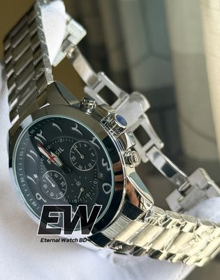 FOSSIL ARABIC CHRONO SILVER CHAIN BLACK DIAL WHITE DIGIT_img_1