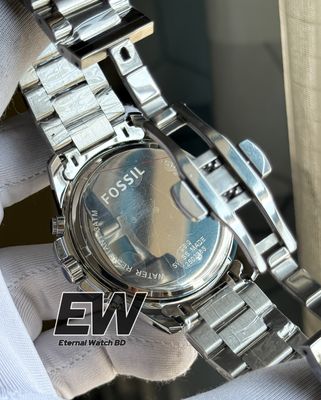 FOSSIL ARABIC CHRONO SILVER CHAIN BLACK DIAL WHITE DIGIT_img_2