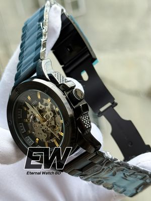 FOSSIL AUTOMATIC CHAIN FULL BLACK GOLD DIGIT_img_1