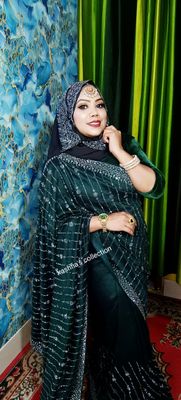 celebrity party saree deep green_img_0