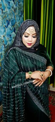 celebrity party saree deep green_img_2