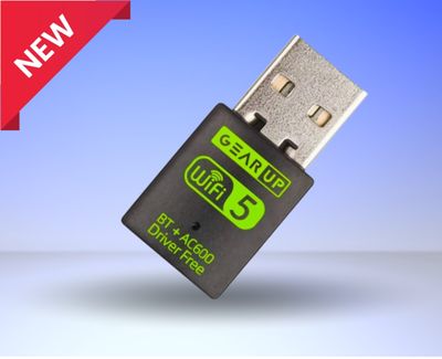 GearUP 600Mbps Dual Band WiFi + Bluetooth Adapter For Windows PC/Laptop- (Driver Free Version, WiFi Hotspot Supported, 2.4GHz + 5GHz)_img_0