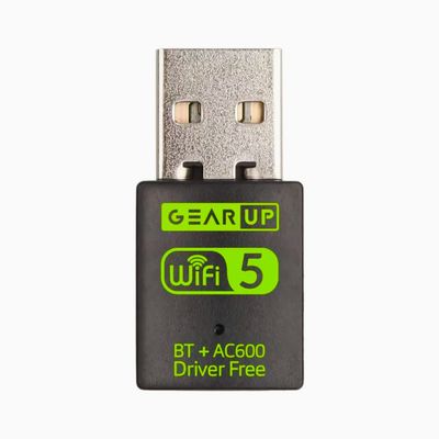 GearUP 600Mbps Dual Band WiFi + Bluetooth Adapter For Windows PC/Laptop- (Driver Free Version, WiFi Hotspot Supported, 2.4GHz + 5GHz)_img_1