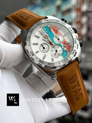 TAG BELT ANNIVERSARY GULF SILVER CASE WHITE DIAL MUSTARD BELT_img_1